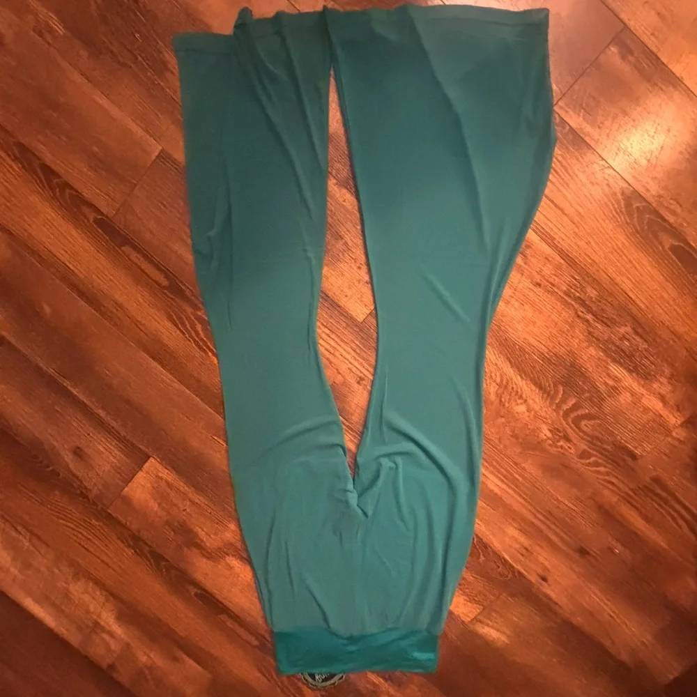 ⭐️ Teal Sheer Mesh Flare Pants Lined Festival Western Boho XS NWT - Picture 7 of 9